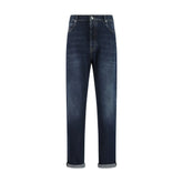 Brunello Cucinelli Blue Cotton Straight-Leg Jeans