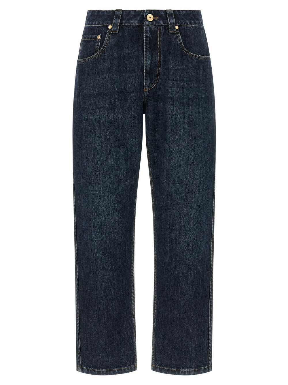Brunello Cucinelli Blue Cotton Straight-Leg Jeans
