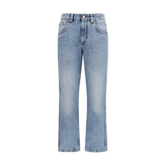 Brunello Cucinelli Blue Cotton Straight-Leg Jeans - IT38 | S