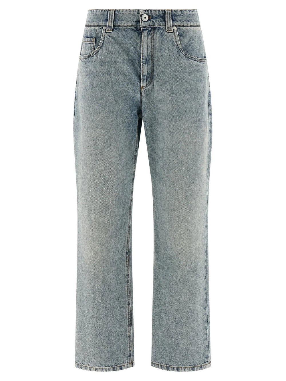 Brunello Cucinelli Blue Cotton Straight-Leg Jeans - IT44