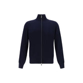 Brunello Cucinelli Blue Fleece Wool Cardigan