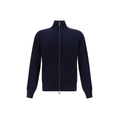 Brunello Cucinelli Blue Fleece Wool Cardigan