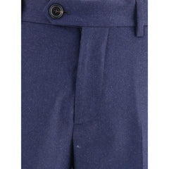Brunello Cucinelli Blue Fleece Wool Pants