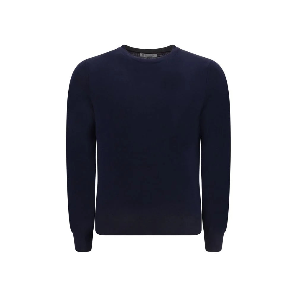 Brunello Cucinelli Blue Fleece Wool Sweater