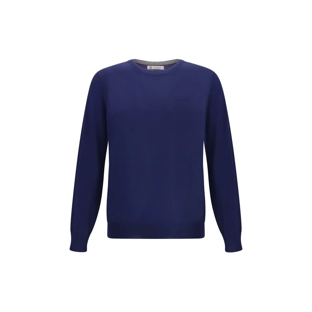 Brunello Cucinelli Blue Fleece Wool Sweatshirt