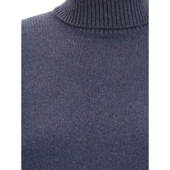 Brunello Cucinelli Blue Fleece Wool Turtleneck
