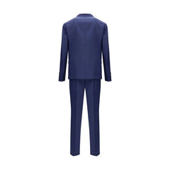 Brunello Cucinelli Blue Fleece Wool Two-Piece Suit