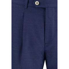 Brunello Cucinelli Blue Fleece Wool Two-Piece Suit