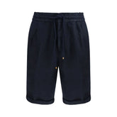 Brunello Cucinelli Blue Linen Bermuda Shorts