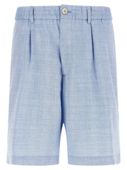 Brunello Cucinelli Blue Linen Bermuda Shorts