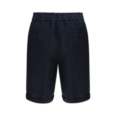 Brunello Cucinelli Blue Linen Bermuda Shorts