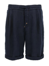 Brunello Cucinelli Blue Linen Bermuda Shorts