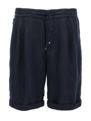 Brunello Cucinelli Blue Linen Bermuda Shorts