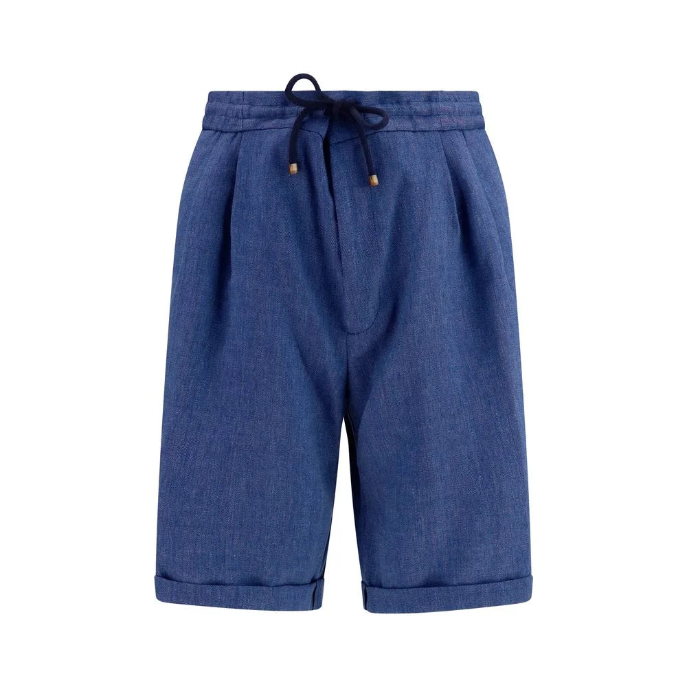 Brunello Cucinelli Blue Linen Bermuda Shorts - IT54 | XXL