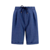 Brunello Cucinelli Blue Linen Bermuda Shorts - IT54 | XXL