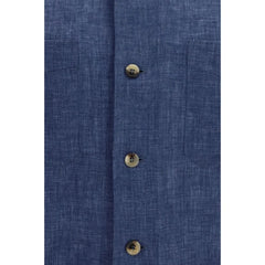Brunello Cucinelli Blue Linen Blouse