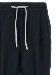 Brunello Cucinelli Blue Linen Casual Pants
