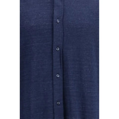 Brunello Cucinelli Blue Linen Dress Shirt