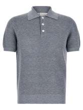 Brunello Cucinelli Blue Linen Polo Shirt