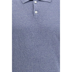 Brunello Cucinelli Blue Linen Polo Shirt