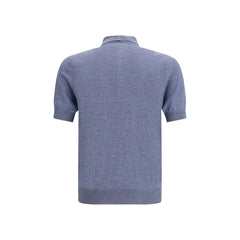 Brunello Cucinelli Blue Linen Polo Shirt