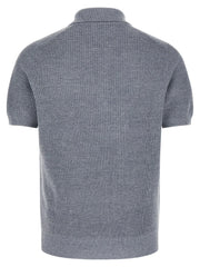 Brunello Cucinelli Blue Linen Polo Shirt