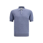 Brunello Cucinelli Blue Linen Polo Shirt