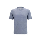 Brunello Cucinelli Blue Linen T-Shirt - IT48 | M