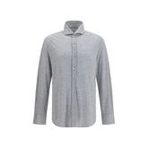 Brunello Cucinelli Blue Silk Dress Shirt
