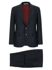 Brunello Cucinelli Blue Silk Two-Piece Suit