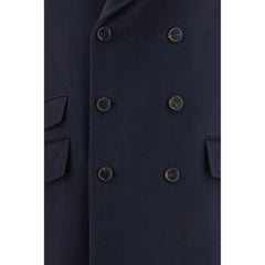 Brunello Cucinelli Blue Wool Oves Aries Coat