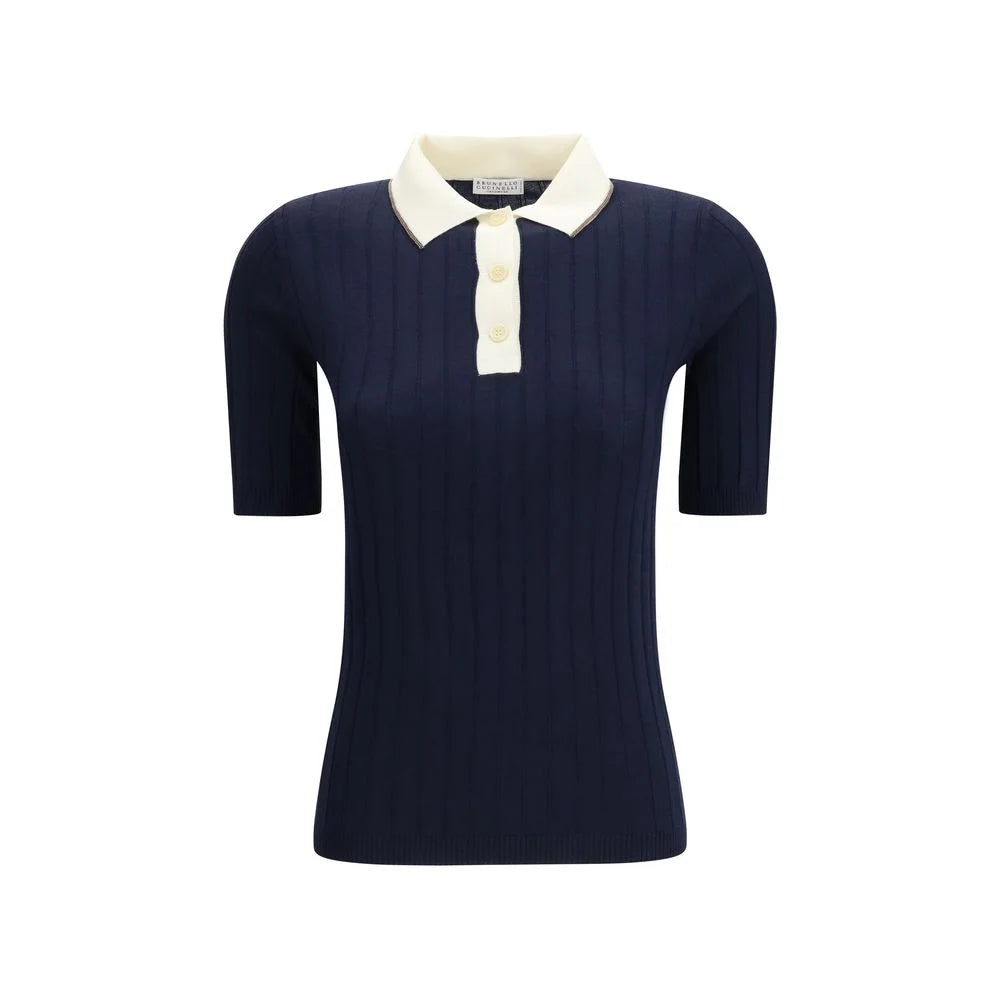 Brunello Cucinelli Blue Wool Oves Aries Polo Shirt