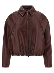 Brunello Cucinelli Bordeaux Calfskin Leather Jacket