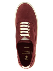 Brunello Cucinelli Bordeaux Calfskin Low Top Sneakers