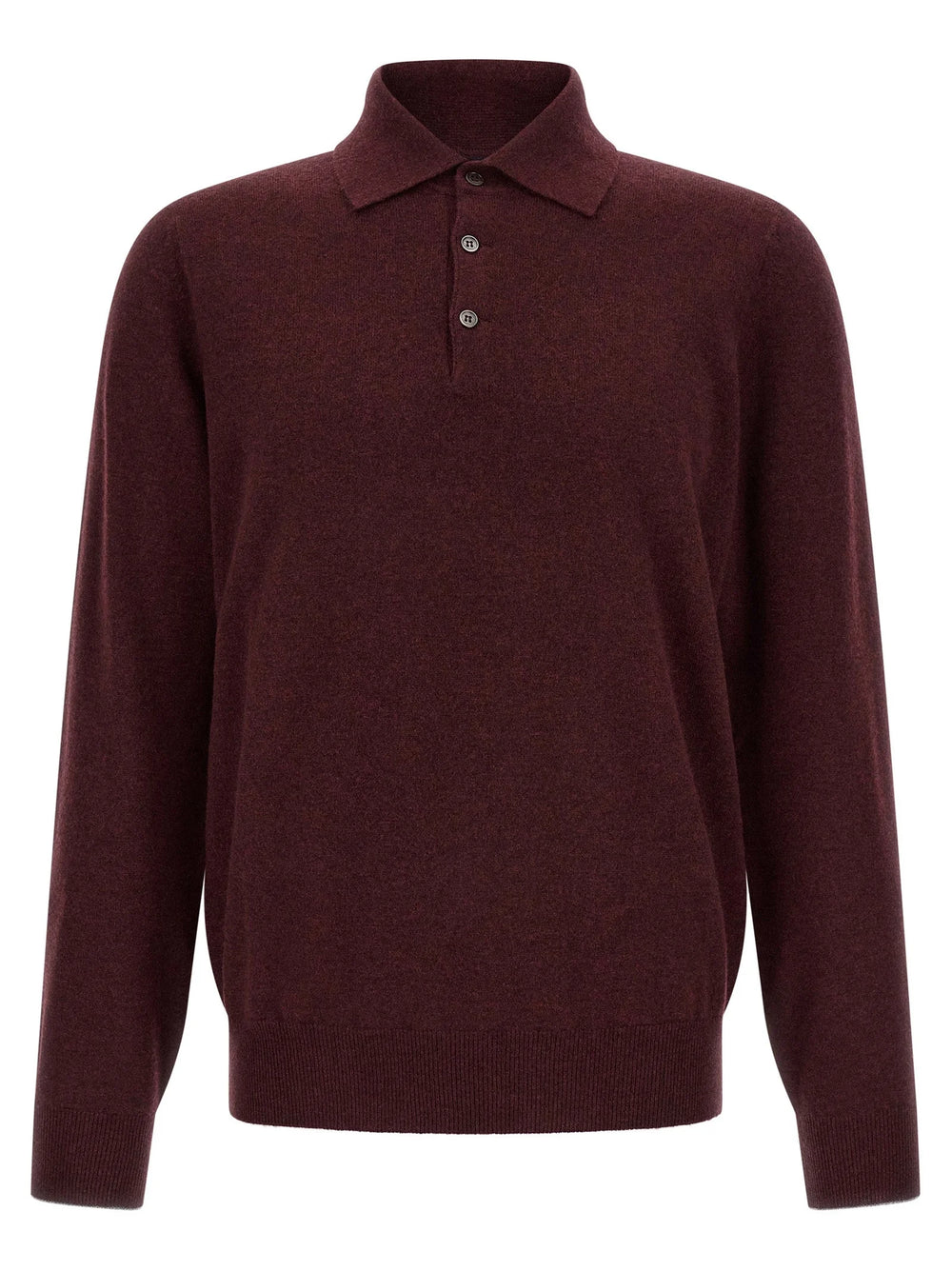 Brunello Cucinelli Bordeaux Cashmere Polo Shirt
