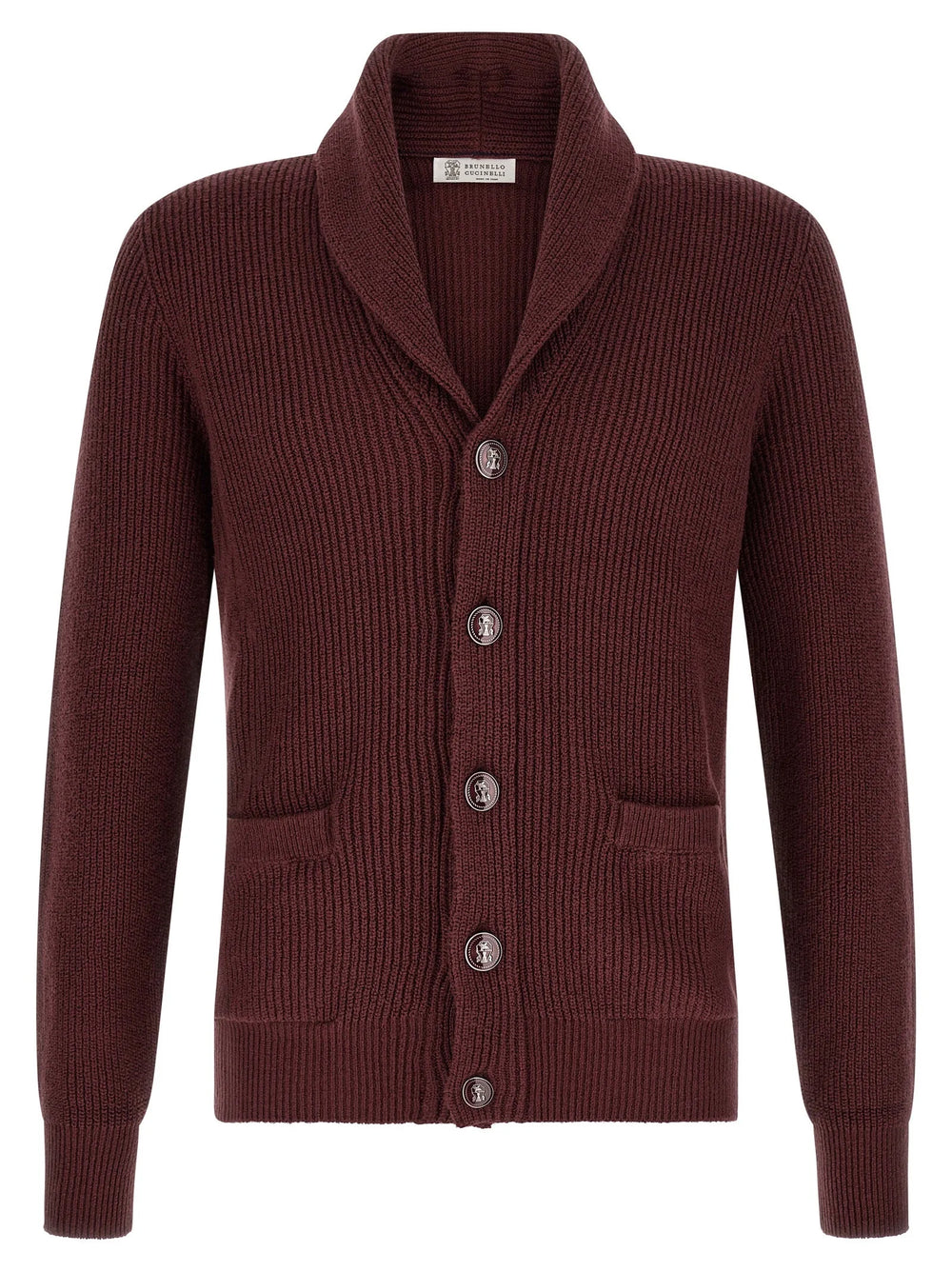 Brunello Cucinelli Bordeaux Cotton Cardigan