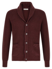 Brunello Cucinelli Bordeaux Cotton Cardigan