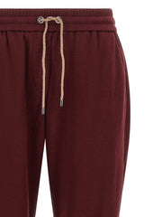 Brunello Cucinelli Bordeaux Cotton Joggers (Workout Pants)