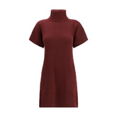 Brunello Cucinelli Bordeaux Fleece Wool Casual Dress - XL