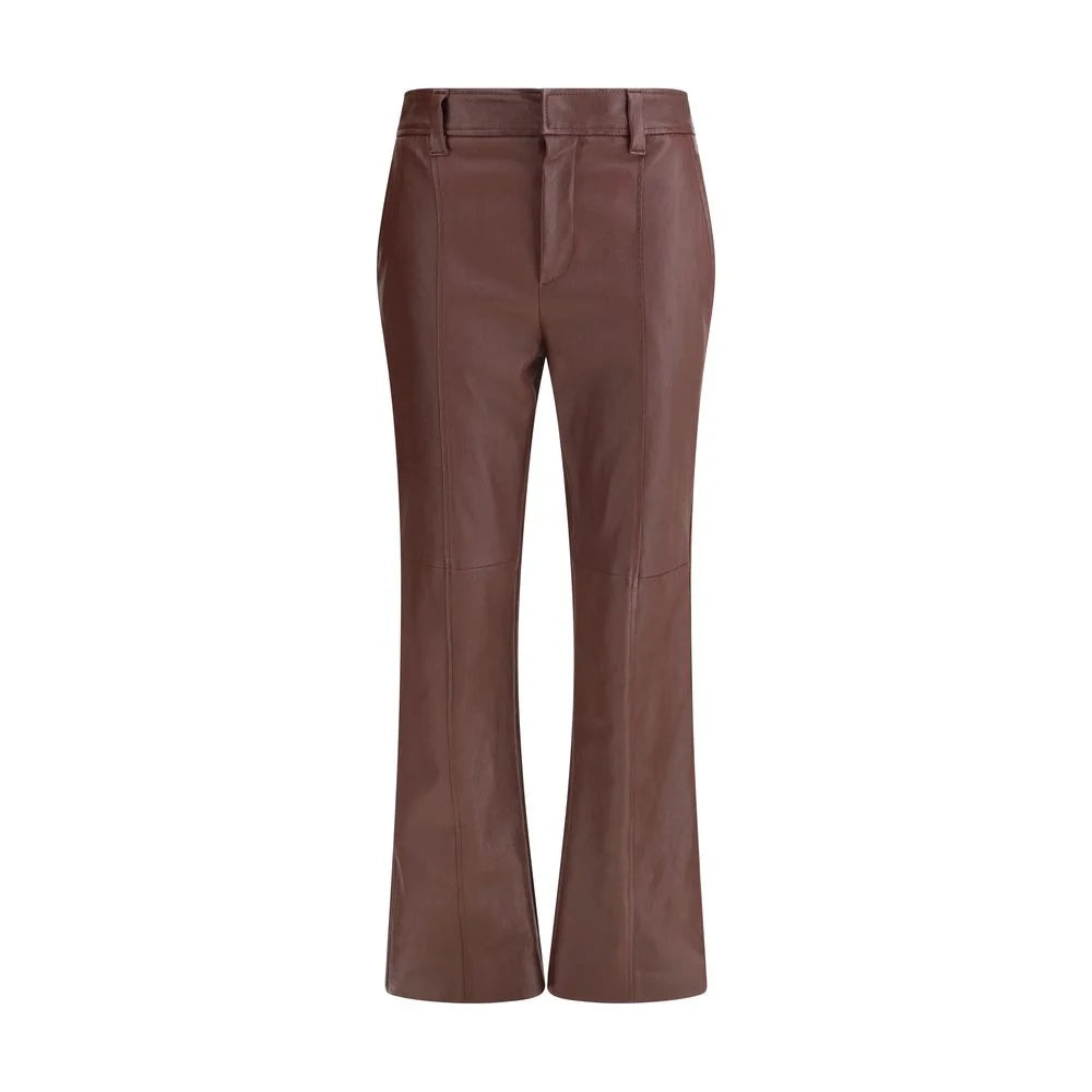 Brunello Cucinelli Bordeaux Leather Pants - IT40 | M