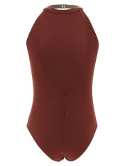 Brunello Cucinelli Bordeaux Polyamide One-Piece Swimsuit