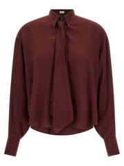 Brunello Cucinelli Bordeaux Silk Blouse