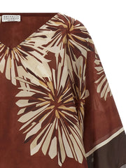 Brunello Cucinelli Bordeaux Silk Blouse - S
