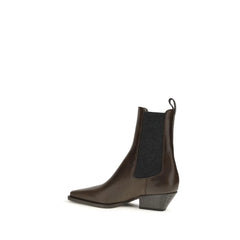 Brunello Cucinelli Brown Calf Leather Bos Taurus Ankle Boots - EU37/US7