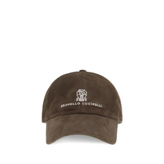 Brunello Cucinelli Brown Calf Leather Bos Taurus Cap (Baseball Hat) - M