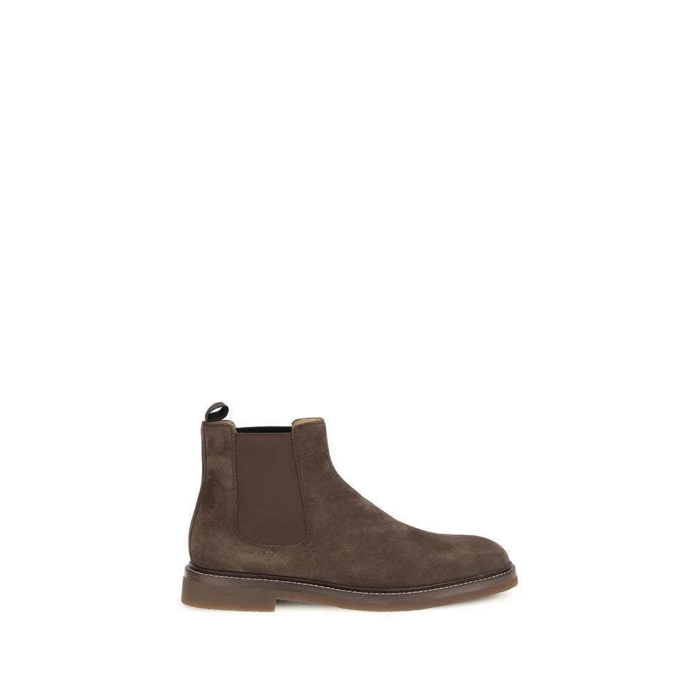Bottines Chelsea en cuir de veau marron Brunello Cucinelli