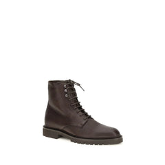 Brunello Cucinelli Brown Calf Leather Bos Taurus Lace-Up Boots