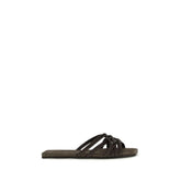 Brunello Cucinelli Brown Calf Leather Bos Taurus Sandals