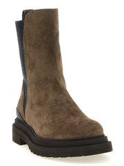 Brunello Cucinelli Braune Kalbsleder-Ankelschuhe