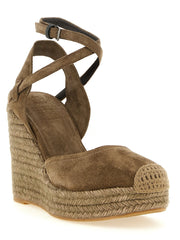 Brunello Cucinelli Brown Calfskin Wedge Sandals